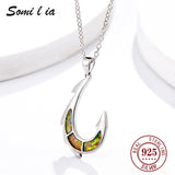 925 Silver Colored Stone Pendant Necklace with Twisted Chain