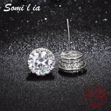 SOMILIA Gemstone Round Earrings S925 Silver Lucky Elf Studs