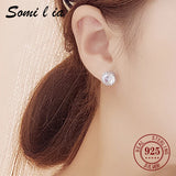 SOMILIA Gemstone Round Earrings S925 Silver Lucky Elf Studs