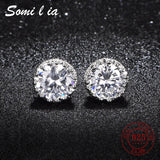 SOMILIA Gemstone Round Earrings S925 Silver Lucky Elf Studs