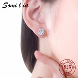 SOMILIA Gemstone Round Earrings S925 Silver Lucky Elf Studs