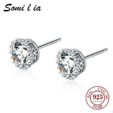 SOMILIA Gemstone Round Earrings S925 Silver Lucky Elf Studs