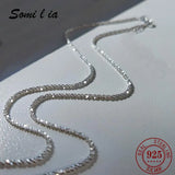SOMILIA 18K Necklace S925 Sterling Silver Sparkling Clavicle Sweater Chain