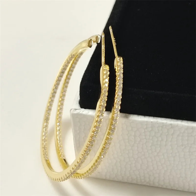 SOMILIA 925 Silver ZC 40MM Hoop Earrings Dangale Earring For Women