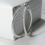 925 Silver CZ Large Hoop Earrings Women's Jewelry