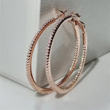 925 Silver CZ Large Hoop Earrings Women's Jewelry