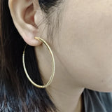 925 Silver CZ Large Hoop Earrings Women's Jewelry
