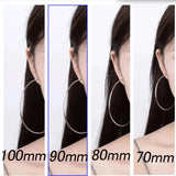 SOMILIA Platinum Plated Big Hoop Earrings 925 Sterling Silver Jewelry 70-90mm