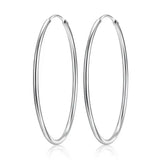 SOMILIA Platinum Plated Big Hoop Earrings 925 Sterling Silver Jewelry 70-90mm