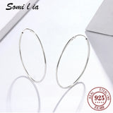 SOMILIA Platinum Big Hoop Earrings, 925 Sterling Silver Jewelry