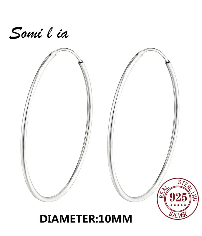 SOMILIA Platinum Big Hoop Earrings, 925 Sterling Silver Jewelry