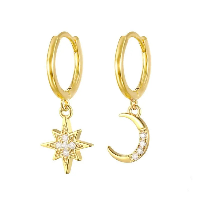 SOMILLIA 925 Silver Ear Cartilage Hoop Earrings Zircon Huggie Party Jewelry
