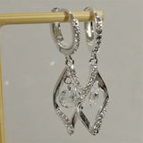 SOMILLIA 18K Earring 925 Silver Charm Clear CZ Hoop Earrings