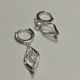 SOMILLIA 18K Earring 925 Silver Charm Clear CZ Hoop Earrings