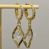 SOMILLIA 18K Earring 925 Silver Charm Clear CZ Hoop Earrings