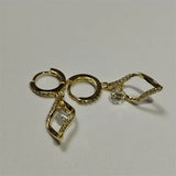SOMILLIA 18K Earring 925 Silver Charm Clear CZ Hoop Earrings