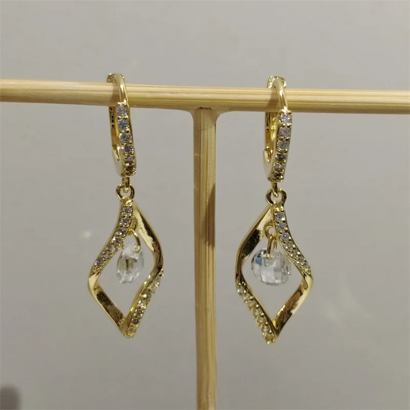 SOMILLIA 18K Earring 925 Silver Charm Clear CZ Hoop Earrings