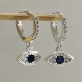 SOMILLIA 925 Silver EYE Hoop Earrings 18K Golden Zircon Women Party Jewelry