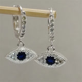SOMILLIA 925 Silver EYE Hoop Earrings 18K Golden Zircon Women Party Jewelry