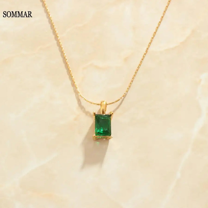 Green Zircon Perfume Necklace for Women
