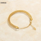 18KGP Plated Female Bracelets Bangles Multi-Layer Chain Erkek Bileklik Christmas
