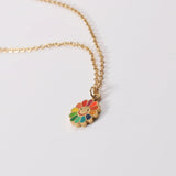 Colorful Sunflower Smiley Necklace Big Pendant Wedding