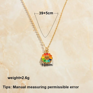 Colorful Sunflower Smiley Necklace Big Pendant Wedding