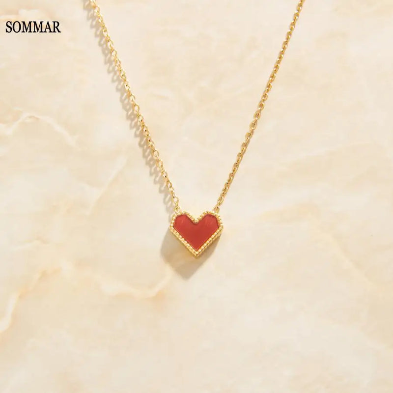 Plated Perfume Pendant Necklace Acrylic Peach Heart Love Maxi Necklace