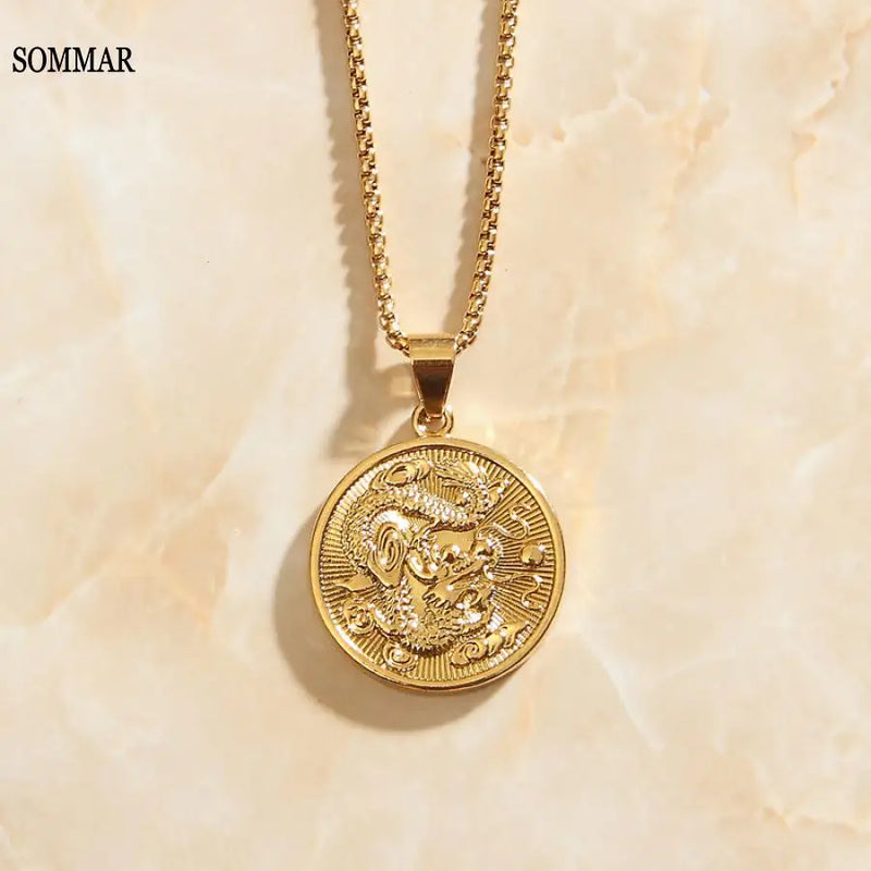 Dragon Pendant Stainless Steel Jewelry Lucky for Men Women