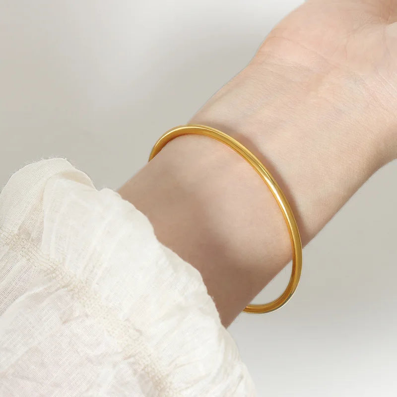 Plated friendship bangle for women 3mm-56mm minimalist folding bracelet jewelry