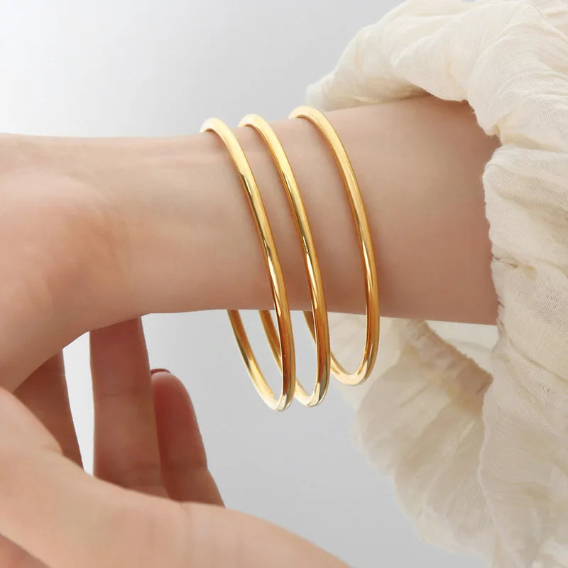 Plated friendship bangle for women 3mm-56mm minimalist folding bracelet jewelry