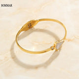 Plated Girlfriend Charms Bangle Wedding Bracelet Clovers Decoration