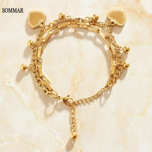 18KGP Goddess Charm Bracelet Multi-Layer Men's Wristb