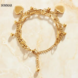 18KGP Goddess Charm Bracelet Multi-Layer Men's Wristb