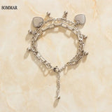 18KGP Goddess Charm Bracelet Multi-Layer Men's Wristb
