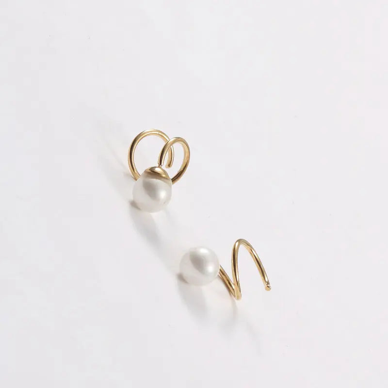 Freshwater Pearl Spiral Hoop Earrings Fine Jewelry