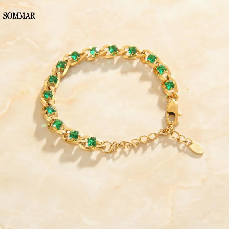 Green Zircon Bracelets & Bangles Men Jewelry