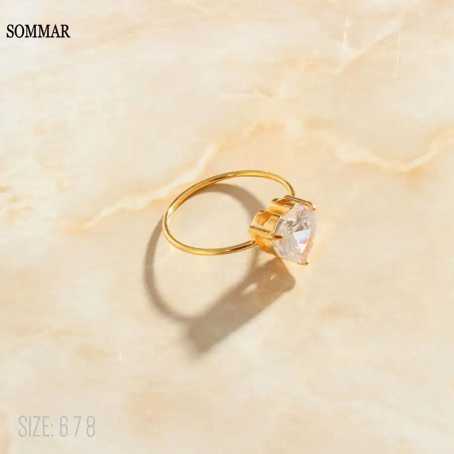 Goddess Peach Heart Zirconia Ring Size 6 7 8