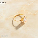 Goddess Peach Heart Zirconia Ring Size 6 7 8