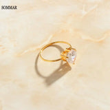 Goddess Peach Heart Zirconia Ring Size 6 7 8