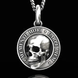 Mori Monument Skull Pendant Necklace Resin Charm Silver Plated Masculine