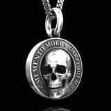 Mori Monument Skull Pendant Necklace Resin Charm Silver Plated Masculine