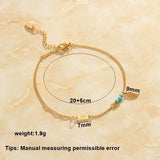 Plated Perfume Anklet Women Turquoise Beads Wings Leaves Bracelet Leg Charm