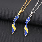 Enamel Drop Curacao Map Flag Pendant Necklace For Women Girls