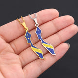 Enamel Drop Curacao Map Flag Pendant Necklace For Women Girls