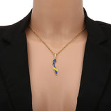 Enamel Drop Curacao Map Flag Pendant Necklace For Women Girls