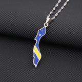 Enamel Drop Curacao Map Flag Pendant Necklace For Women Girls