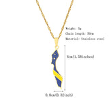 Enamel Drop Curacao Map Flag Pendant Necklace For Women Girls