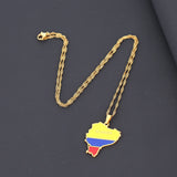 Ecuador Flag Pendant Necklace Stainless Steel Ethnic Party