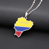 Ecuador Flag Pendant Necklace Stainless Steel Ethnic Party
